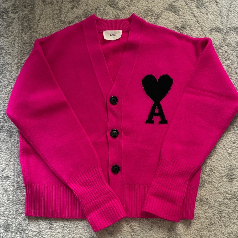 Ami Paris Pink Cardigan 100% Wool Size Small NWOT